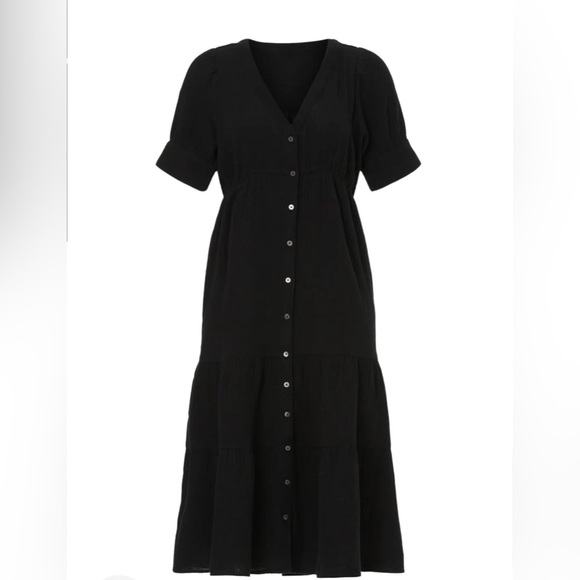 Madewell gauze cotton black midi dress - Picture 2 of 6